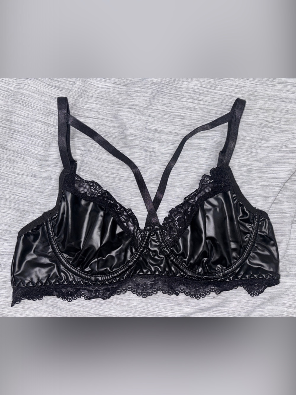 Black Satin & Lace Bralette - Women Intimates